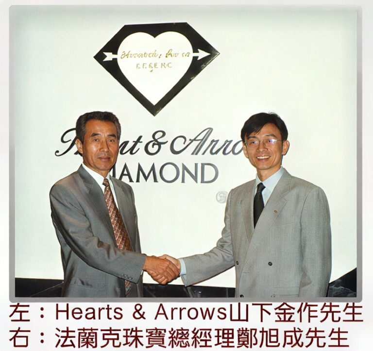 八心八箭發明人山下金作與法蘭克珠寶總經理鄭旭成簽約合影-1996